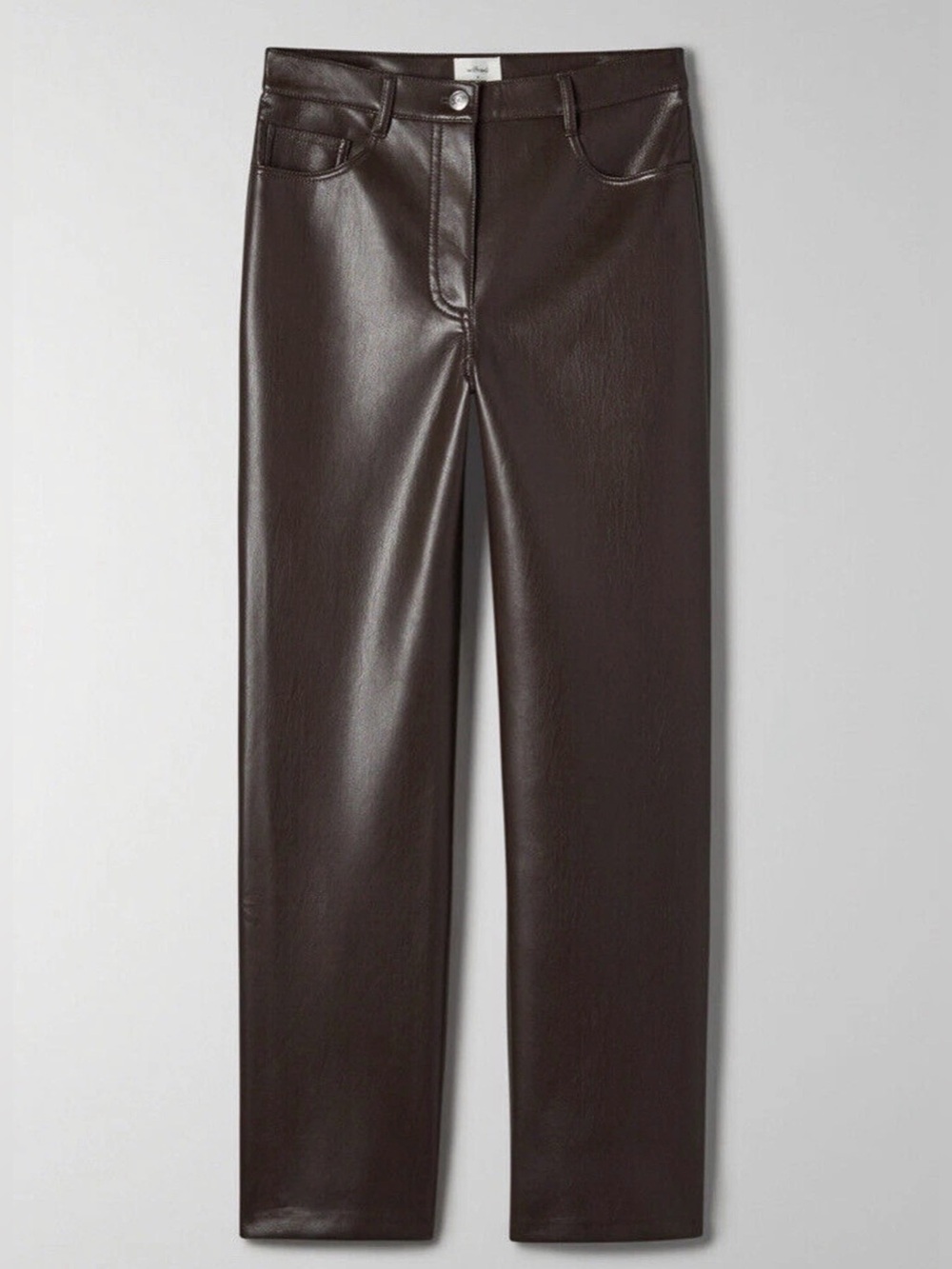 Aritzia Wilfred Melina Vegan Leather Pants 10 Chocolate Brown Fall Straight Leg